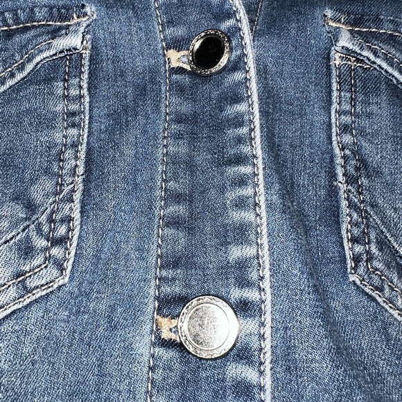 Chico’s Denim Jacket with fringe - Picture 2 of 7